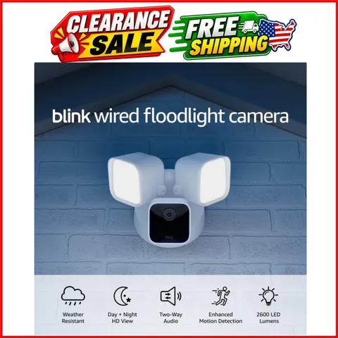 Wired Floodlight Camera, Smart security camera, 2600 lumens, HD live view, en...