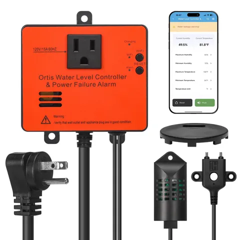 Ortis WiFi Power Failure & Water Leak Alarm, Real-Time Monitoring of orange