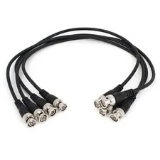 4Pcs 0.5M Male Male BNC Plug Video Cable for CCTV Safe Camera