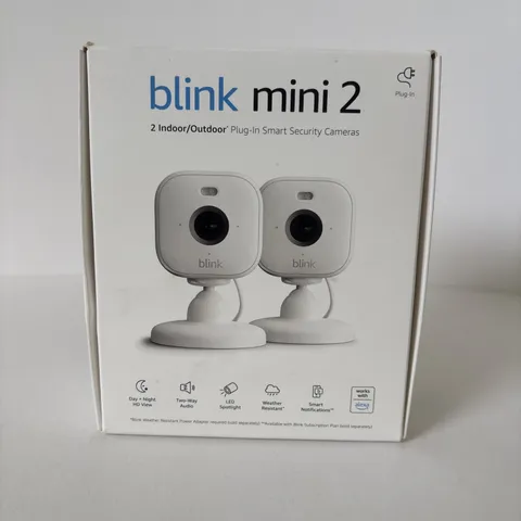 Blink Mini 2 Security Camera, HD Night View, Spotlight, 2-Way Audio, 2-Pack NEW