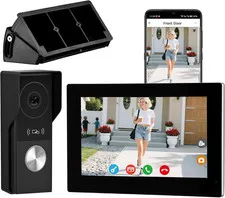 2 Wires Video Door Phone Intercom Doorbell System, 7 Inch Touch Screen Monitor,