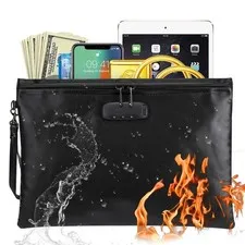 Fireproof Document Pouch Large Fire Proof Money File Bag Waterproof Safe Cash