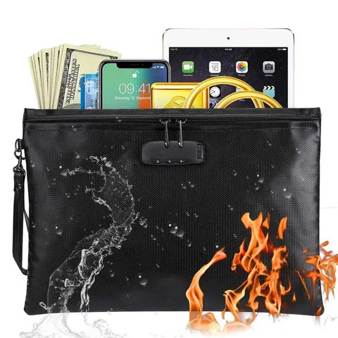 Fireproof Document Pouch Large Fire Proof Money File Bag Waterproof Safe Cash