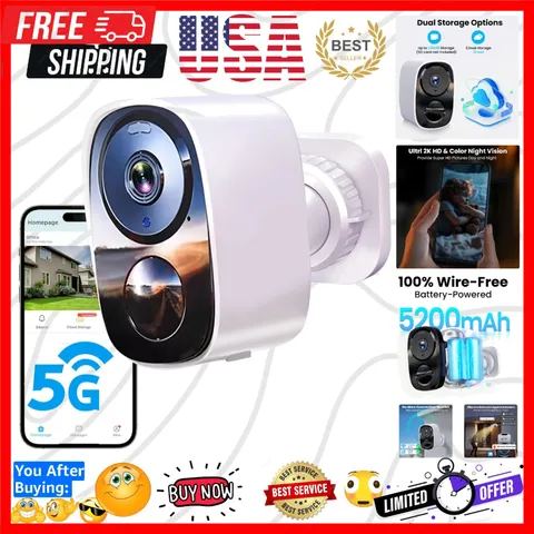 2026 Upgraded 2K Security Cameras Wireless Outdoor, Free Cloud Storage, 1-6  ...