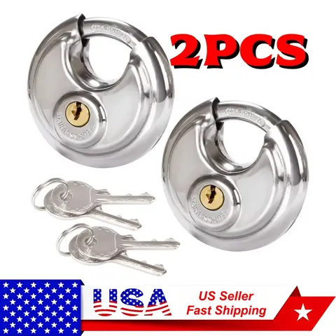 Heavy Duty Stainless Steel 2-Pack Round Padlock with Keys