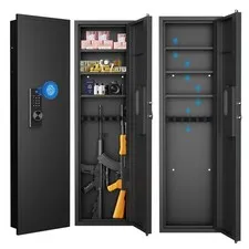 53" Fingerprint In-Wall Gun Safe Digital Touch Panel Hidden Rifle Cabinet Black