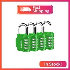 Puroma 4 Pack Combination Lock Locker 4 Digits Combo Padlock Gym Green