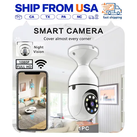Light Bulb Smart Security Camera WiFi w/ Night Vision Motion Alarm Home Outdoor