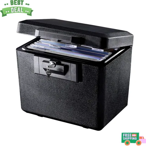 NEW Fireproof Document Box with Key Lock Safe File Storage 0.61 Cu Ft Black