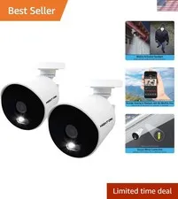 1080p HD Wired Indoor/Outdoor Add-On Cameras with Built-in Motion-Activated S...
