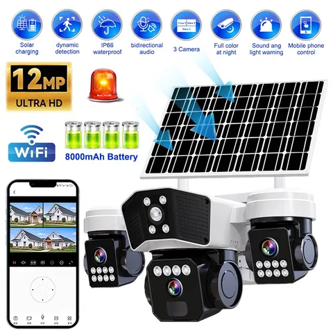 12MP Camara De Seguridad Solar Inalambricas Para Exterior Con Vision Nocturna US