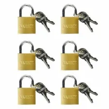 6 Pcs 25mm Solid Brass Mini Padlock Set Pad Locks w/ 2 Keys for Locker Luggage