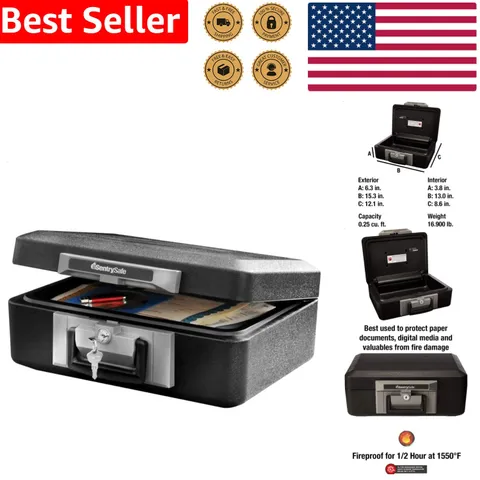 Small Fire Resistant Safe Chest Carrying Handle Key Lock for Valuables