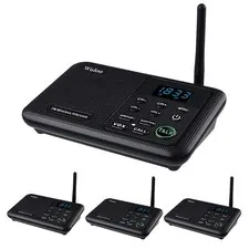 Wireless Intercom System for Home & Office 1-Mile Range 4-Station Black