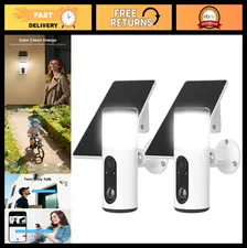 Wireless Outdoor Security Camera with Floodlight, 4MP Night Vision, Solar Panel,