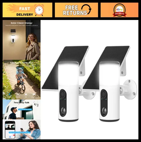Wireless Outdoor Security Camera with Floodlight, 4MP Night Vision, Solar Panel,