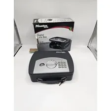 Master Lock Small Digital Lock Box P008EML Portable Steel Safe with Keypad Black