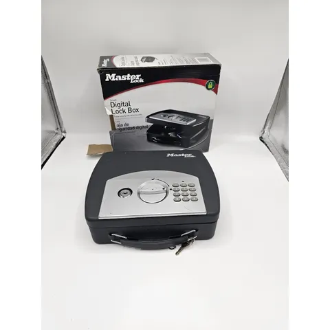 Master Lock Small Digital Lock Box P008EML Portable Steel Safe with Keypad Black