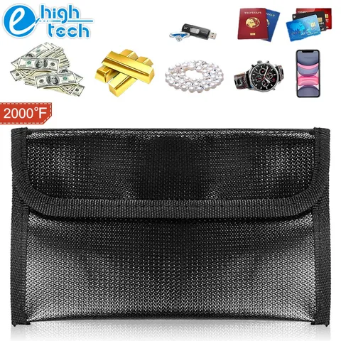 Fireproof Waterproof Money Bag Pouch for Cash Valuables Passport Currency Keys