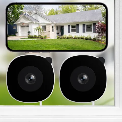 2K No Drill Window Camera for Indoor & Outdoor Monitoring, 2 Pack | 2.4 & 5Ghz W