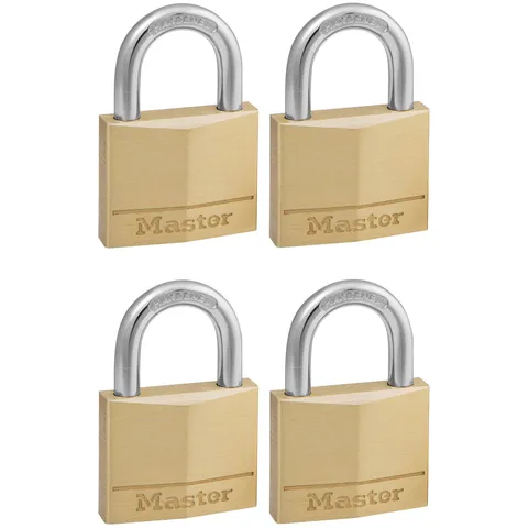 Master Lock 140EURQNOP Solid Brass 40mm 4-Pin Lock - Equal Key X 4