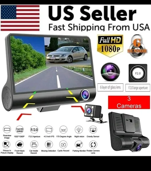1080P 4" Dual Lens HD Car DVR Rearview Video Dash Cam Recorder Camera G-Sensor