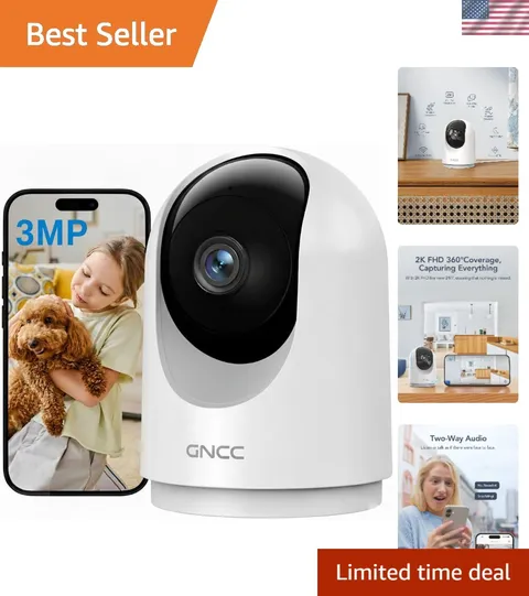 Advanced 2K Wi-Fi Indoor Camera - Night Vision & Real-Time Alerts for Safety