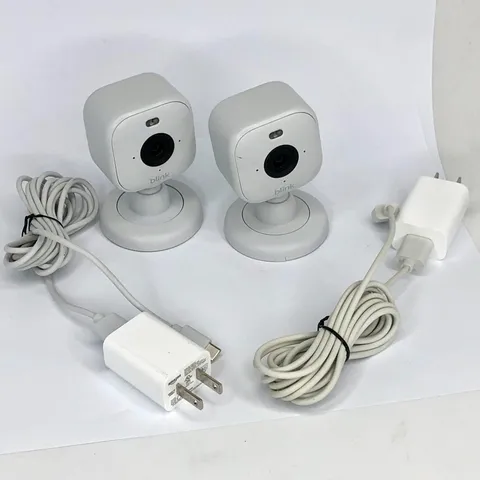 LOT OF 2 Blink Mini 2 1080p Security HD Cameras White w/ Power Adapters
