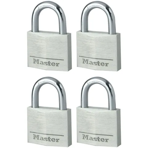Master Lock 9140EURQNOP 40mm 4-Pin Aluminum Lock - Equal Key X 4