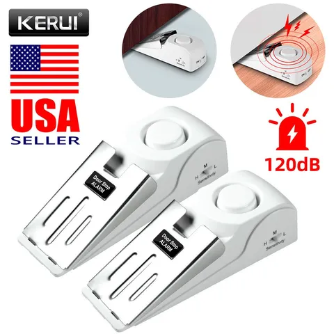 2PCS Security Door Stop Alarm 120DB Stopper Wedge Siren Portable Home Anti-Theft