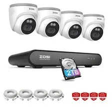 ZOSI 5MP 8CH NVR 4MP 2.5K PoE Security IP Camera System 2TB AI Human Detection