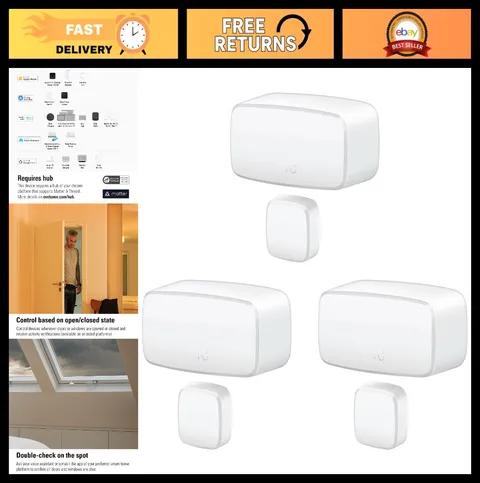 Smart Contact Sensor 3 Pack for Doors & Windows - Open/Closed Alerts, Home Autom