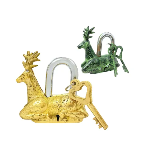Antique Brass Deer Padlock Handcrafted Vintage Decorative Solid Brass