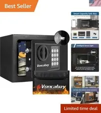 Secure Digital Keypad Safe Box - Fireproof & Water-Resistant, 0.23 Cubic Ft.