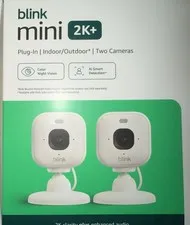 Blink Mini 2K+ Newest Model 2-Camera Kit White Plug-In Indoor Security Camera