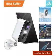 Solar Wireless Cameras - Crystal-Clear 2K Night Vision - Detection - Wire-Free