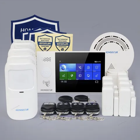 HOMSECUR Wireless WIFI 4G RFID LCD Home House Alarm System with 4 Pet-Immune PIR