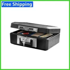 Compact Fire Resistant Safe Box with Key Lock - Secure Jewelry & Documents