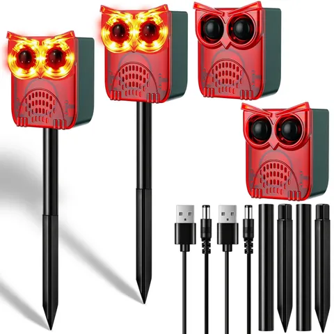 2 Set Solar Outdoor Alarm Motion Sensor 13 Sounds Including Dog Barking& Guns...