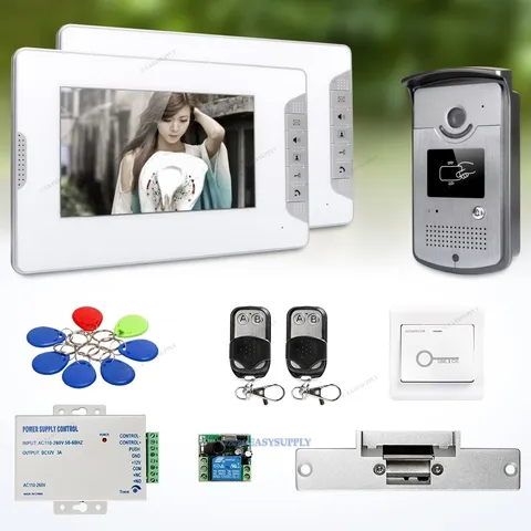 7" Hands-free Video Door Phone Intercom System Electric Strike Lock Set Included
