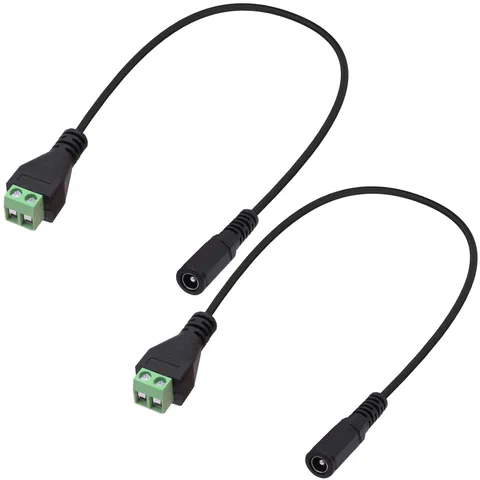 DC 5.5mm x 2.1mm Screw Terminal Block Adapter Power Extension Cable 2 PCS