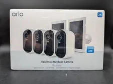Arlo 2K Essential Outdoor Camera 2nd Gen, 4 Cameras and 2 Solar Panels, White