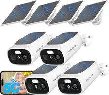 4Pc 2.4G/5G Wifi Cameras for Home Security with Double Solar Panels, 2K Solar Se