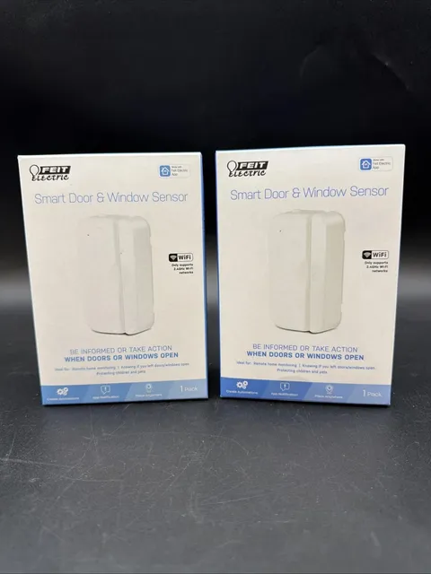2 NEW Feit Electric Smart WiFi Door and Window Sensor, Battery Powered  NEW