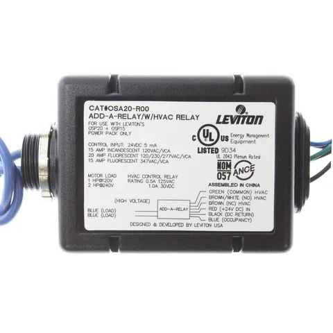LEVITON OSA20-R00 ADD-A-RELAY OCCUPANCY HVAC POWER PACK, 20A RELAY, 120/277/347
