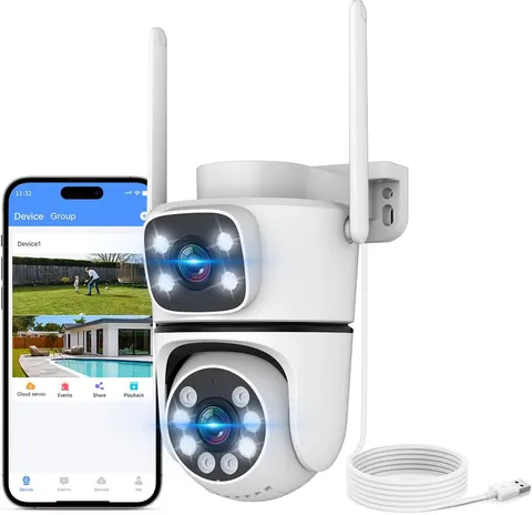 Dual View Wireless Outdoor Security Camera, 2.4G/5G Wifi PTZ Surveillance Camera