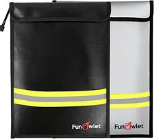 Fireproof Waterproof Money Document Bag - 15" x 11" Upgraded Zipper Bags, Fire &