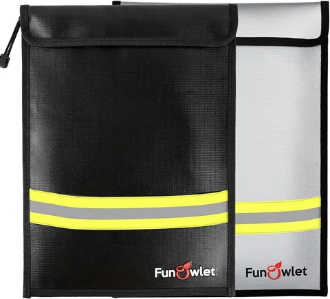 Fireproof Waterproof Money Document Bag - 15" x 11" Upgraded Zipper Bags, Fire &