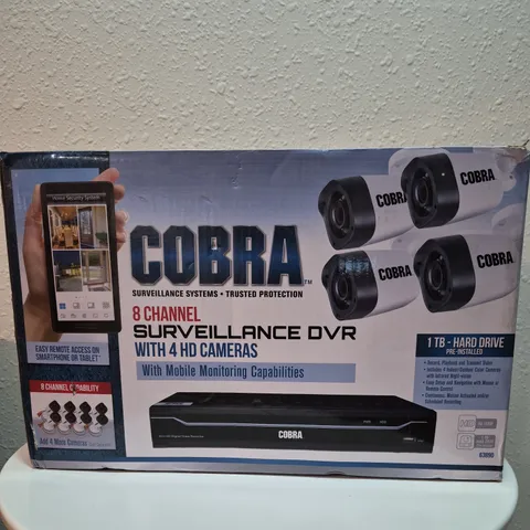 New Cobra 63890 8-Channel Surveillance DVR With 4 Security HD Cameras, FREE SHIP