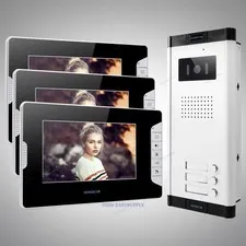 7" Hands-free Video Doorbell Security Intercom with 3pcs Monitors for House/Flat